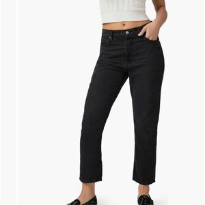 Paige Black Wide Leg Denim Distressed Jean size 32